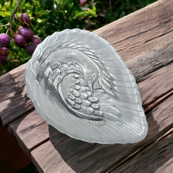 Beautiful vintage swan bowl, frosted and clear crystal, excellent condition - Picture 2 of 5
